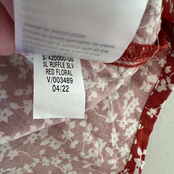 Old Navy Ruffle Sleeve Midi Dress Sz M Red Ditsy Floral Cottagecore Boho - Picture 9 of 10